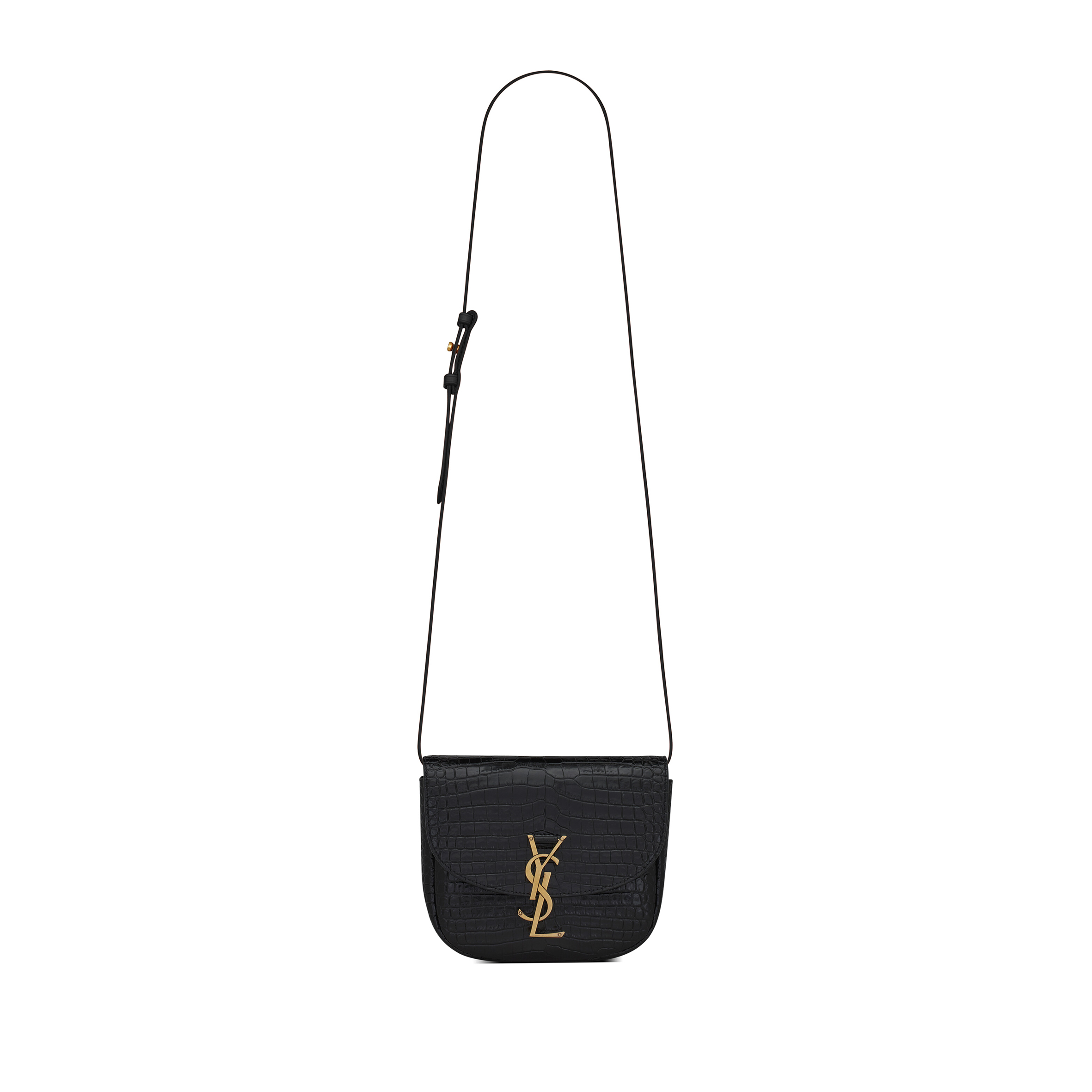YSL KAIA SMALL SATCHEL IN SHINY CROCODILE-EMBOSSED LEATHER 619740DND0W1000 (18*15.5*5.5cm)